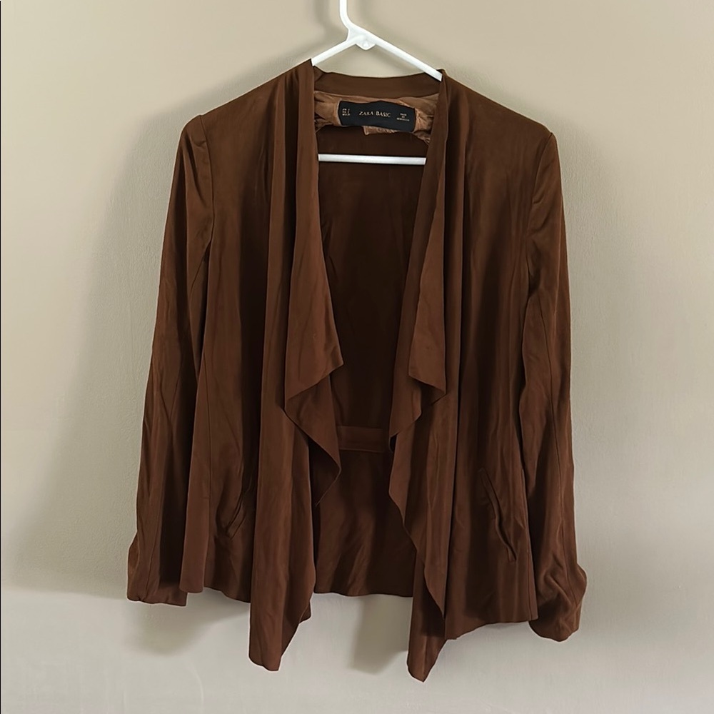Zara Brown Blazer Suede-Like Jacket